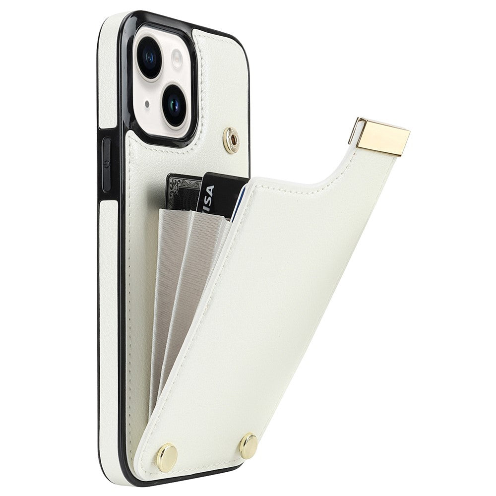 For iPhone 14 Plus Case TPU+PU Leather+Metal Mobile Phone Cover with Card Holder