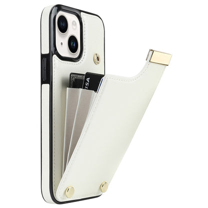 For iPhone 14 Plus Case TPU+PU Leather+Metal Mobile Phone Cover with Card Holder