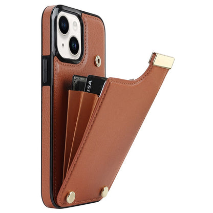 For iPhone 14 Plus Case TPU+PU Leather+Metal Mobile Phone Cover with Card Holder