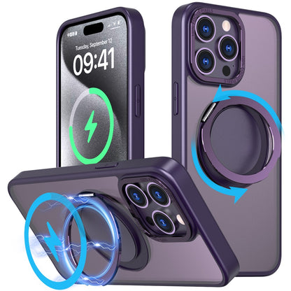 For iPhone 15 Pro Kickstand Case Magnetic Phone Cover Invisible Gear