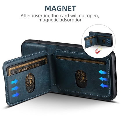 SUTENI H02 For iPhone 15 Pro Magnetic Case Anti-scratch Leather Waxy Texture Card Slots Phone Cover