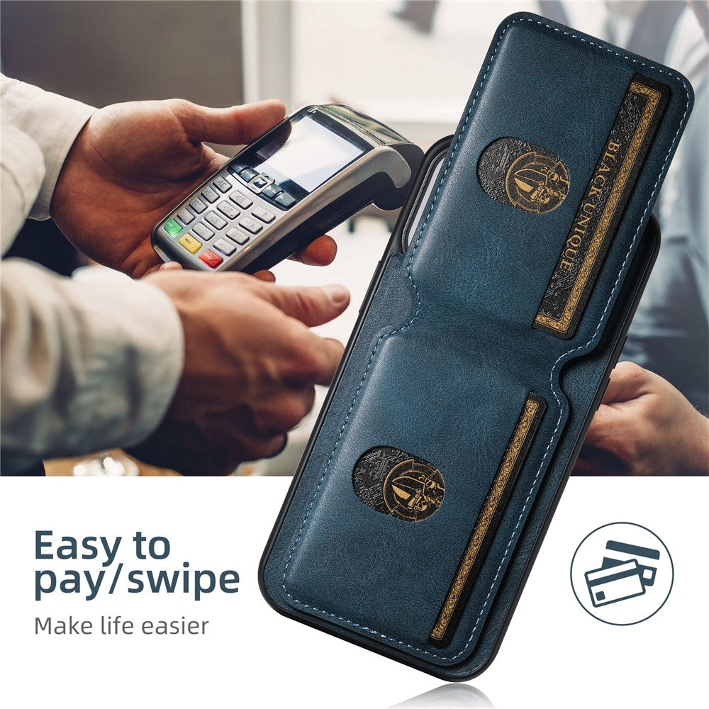 SUTENI H02 For iPhone 15 Pro Magnetic Case Anti-scratch Leather Waxy Texture Card Slots Phone Cover