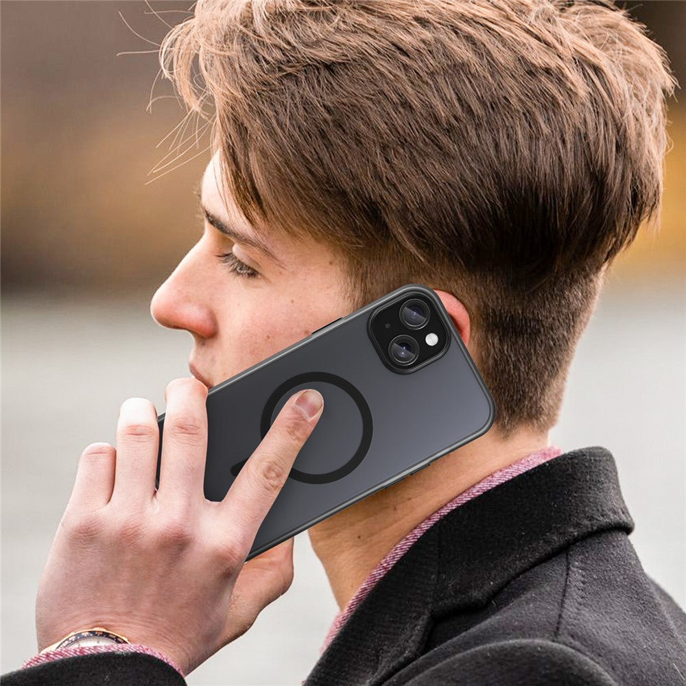 For iPhone 15 Plus / 14 Plus Magnetic Case Translucent Matte Anti-Fingerprint Phone Cover