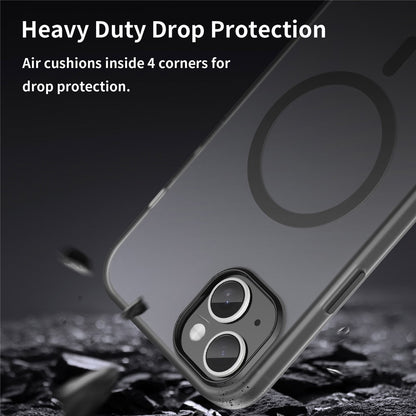 For iPhone 15 Plus / 14 Plus Magnetic Case Translucent Matte Anti-Fingerprint Phone Cover