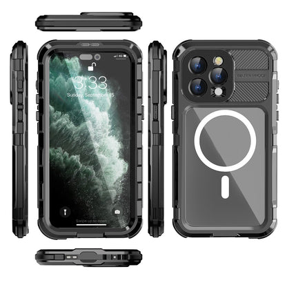 SHELLBOX M Series for iPhone 15 Pro Waterproof Case Compatible with MagSafe Aluminum Alloy IP68 Diving Case