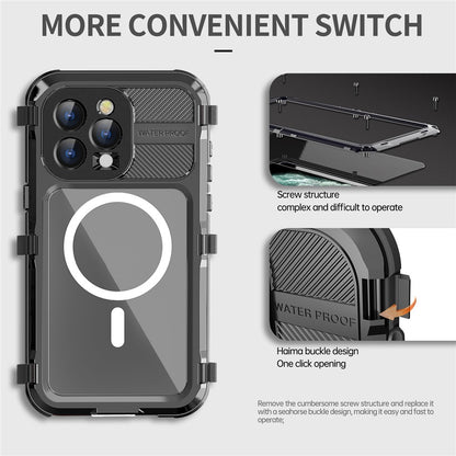 SHELLBOX M Series for iPhone 15 Pro Waterproof Case Compatible with MagSafe Aluminum Alloy IP68 Diving Case