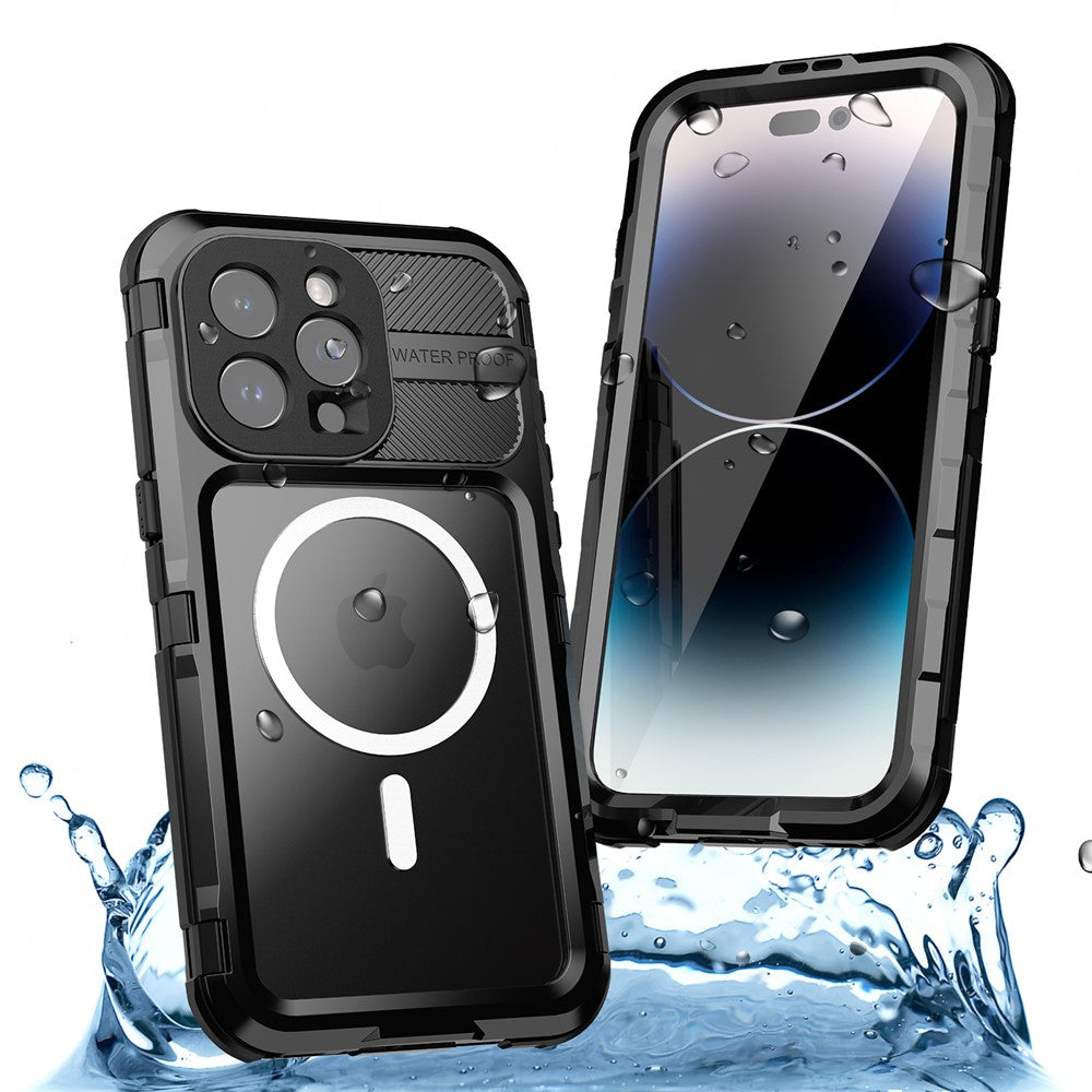 SHELLBOX M Series IP68 Waterproof Case for iPhone 15 Pro Max Case Metal Diving Phone Case Compatible with MagSafe