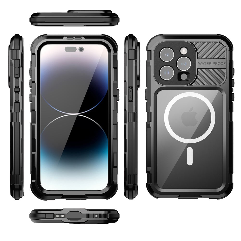 SHELLBOX M Series IP68 Waterproof Case for iPhone 15 Pro Max Case Metal Diving Phone Case Compatible with MagSafe