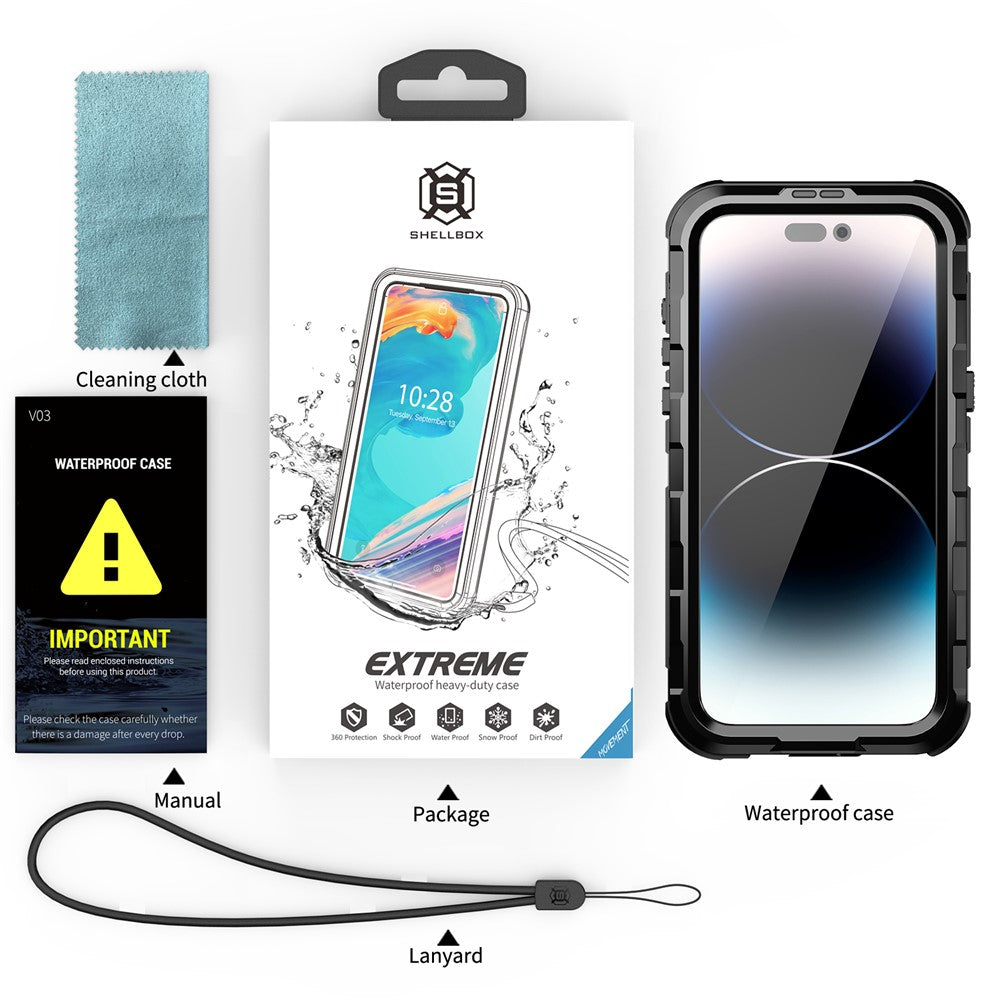 SHELLBOX M Series IP68 Waterproof Case for iPhone 15 Pro Max Case Metal Diving Phone Case Compatible with MagSafe