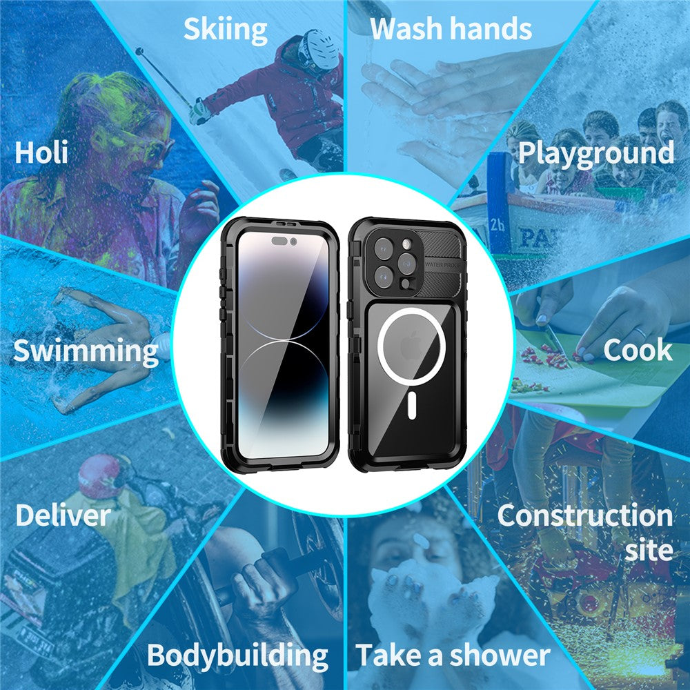 SHELLBOX M Series IP68 Waterproof Case for iPhone 15 Pro Max Case Metal Diving Phone Case Compatible with MagSafe