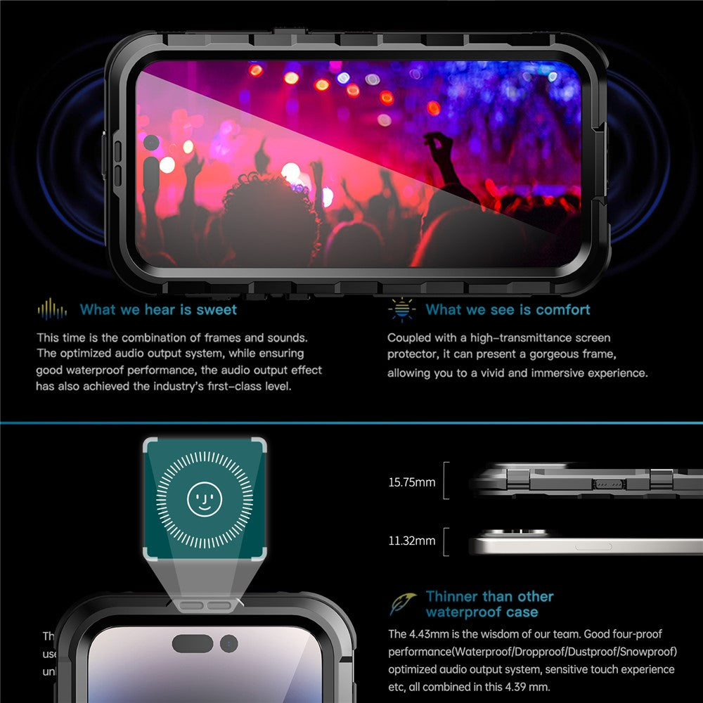 SHELLBOX M Series IP68 Waterproof Case for iPhone 15 Pro Max Case Metal Diving Phone Case Compatible with MagSafe