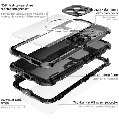 SHELLBOX M Series IP68 Waterproof Case for iPhone 15 Pro Max Case Metal Diving Phone Case Compatible with MagSafe
