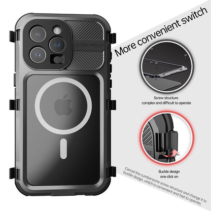 SHELLBOX M Series IP68 Waterproof Case for iPhone 15 Pro Max Case Metal Diving Phone Case Compatible with MagSafe