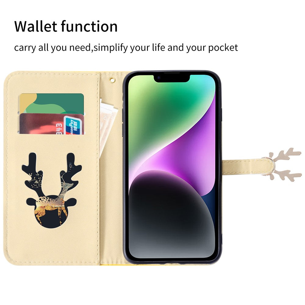 For iPhone 14 Plus Wallet Case Gradient Crocodile Texture Protective Phone Cover