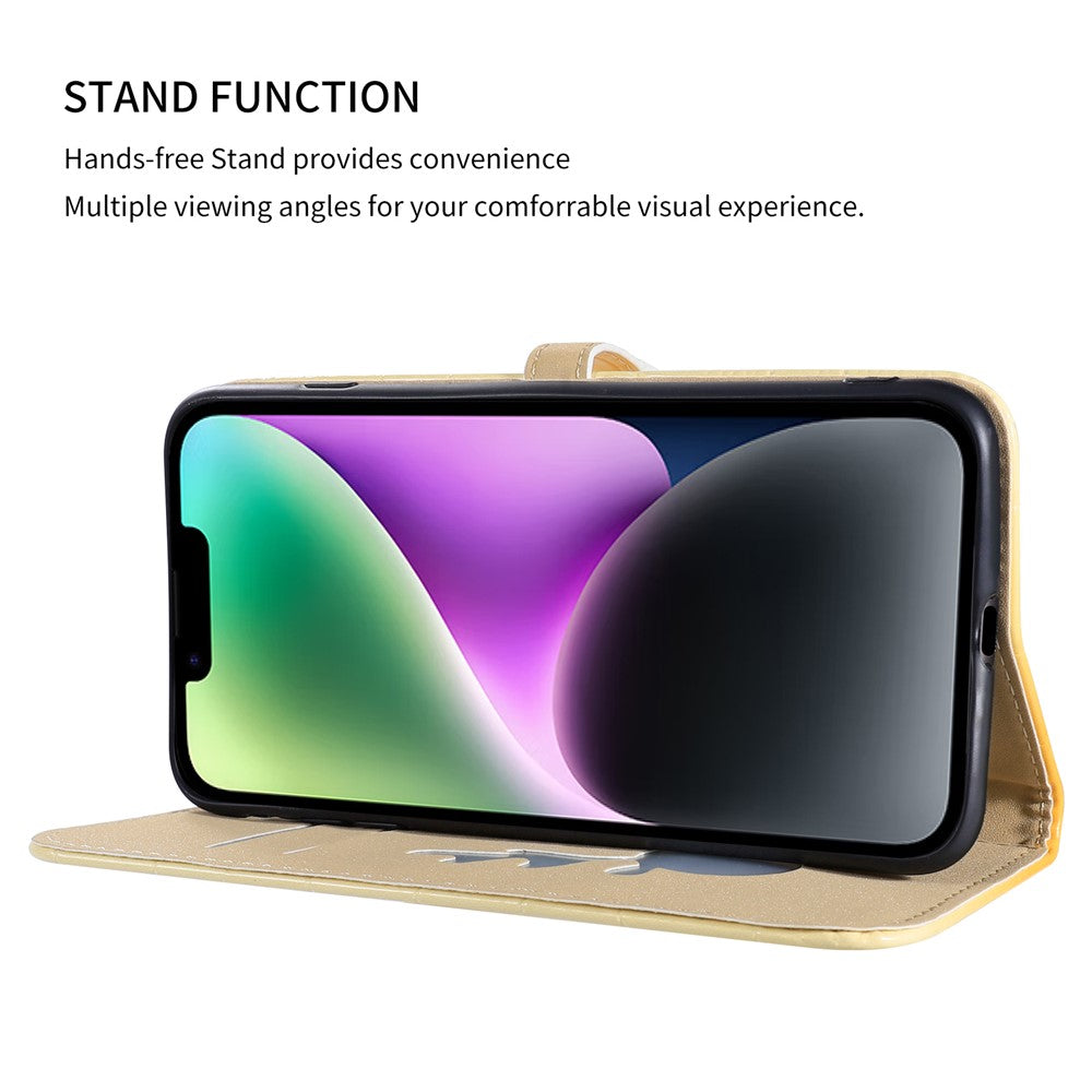 For iPhone 14 Plus Wallet Case Gradient Crocodile Texture Protective Phone Cover