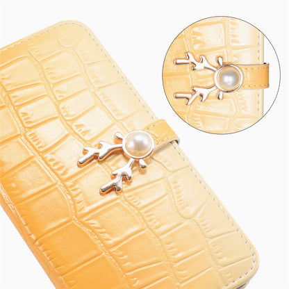 For iPhone 14 Plus Wallet Case Gradient Crocodile Texture Protective Phone Cover