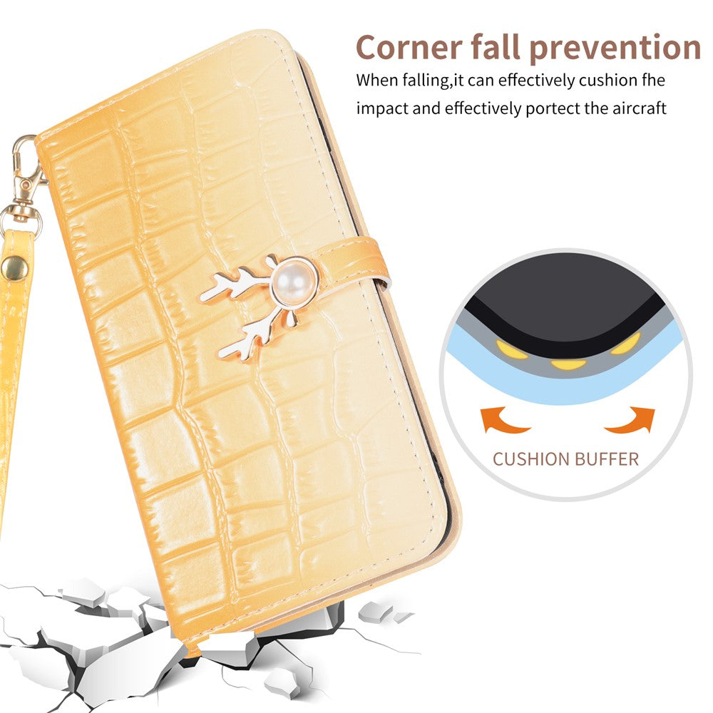 For iPhone 14 Plus Wallet Case Gradient Crocodile Texture Protective Phone Cover