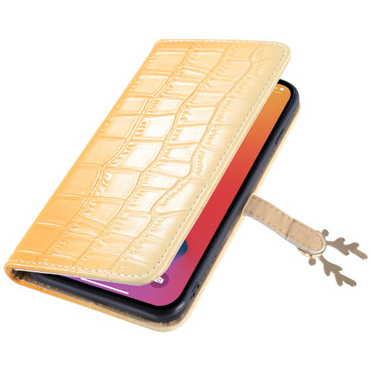For iPhone 14 Plus Wallet Case Gradient Crocodile Texture Protective Phone Cover