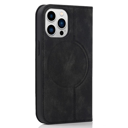 For iPhone 15 Pro Magnetic Case PU Leather Card Holder Cover with RFID Blocking