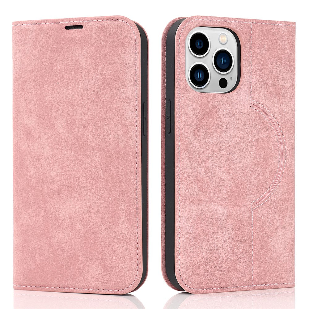 For iPhone 15 Pro Magnetic Case PU Leather Card Holder Cover with RFID Blocking