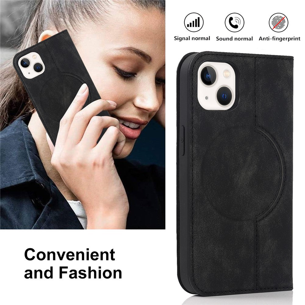 For iPhone 15 Case Leather Card Holder Phone Guard Cover Compatible with MagSafe