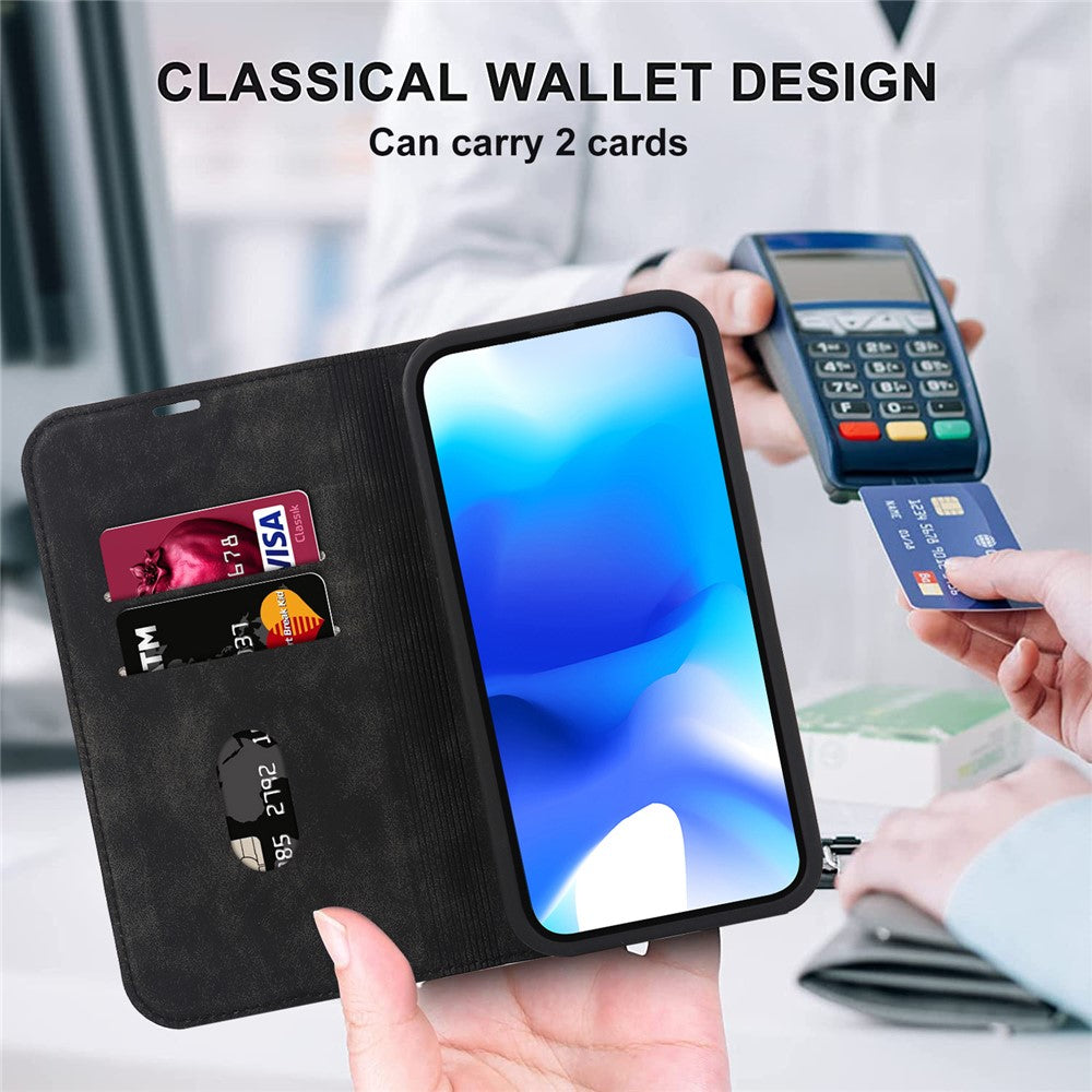 For iPhone 15 Case Leather Card Holder Phone Guard Cover Compatible with MagSafe