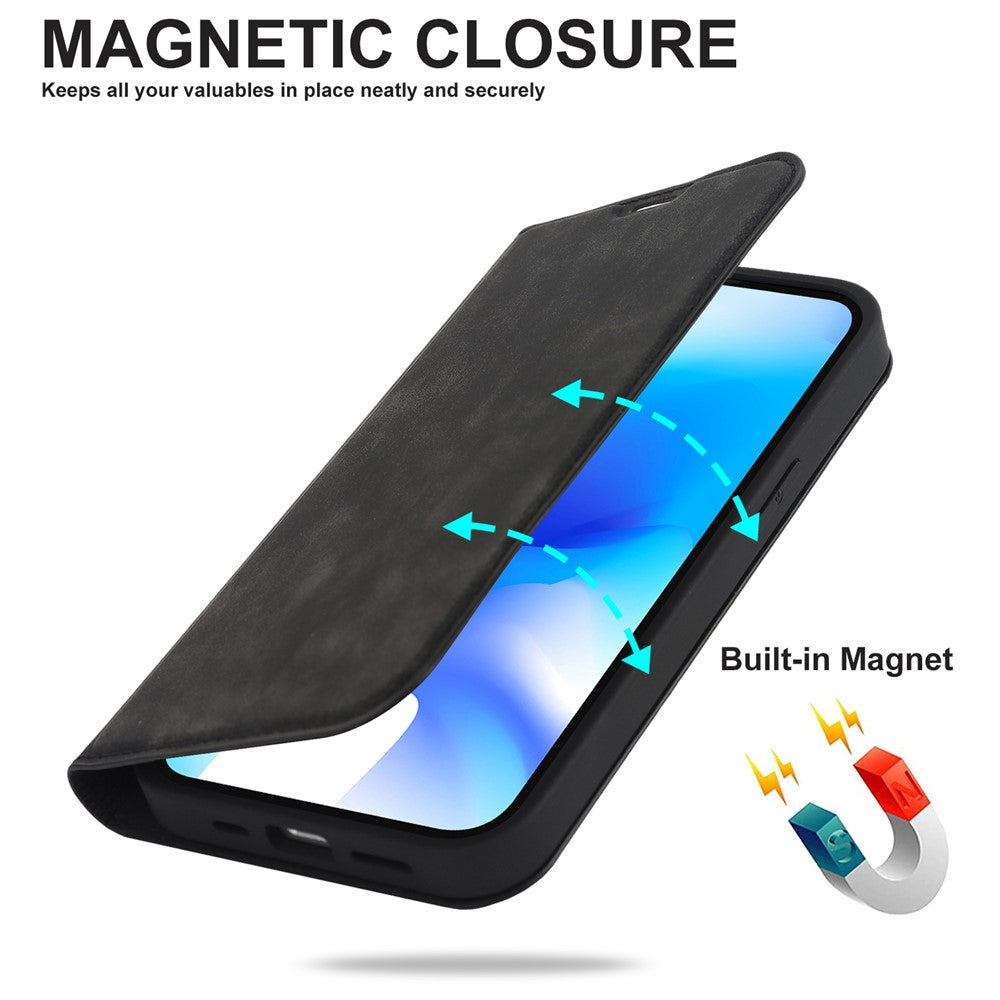 For iPhone 15 Case Leather Card Holder Phone Guard Cover Compatible with MagSafe