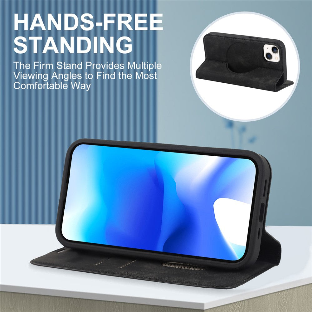 For iPhone 15 Case Leather Card Holder Phone Guard Cover Compatible with MagSafe