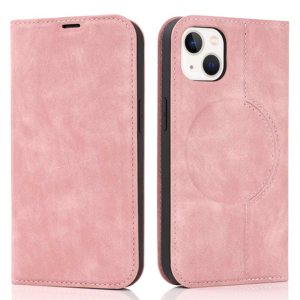 For iPhone 15 Case Leather Card Holder Phone Guard Cover Compatible with MagSafe