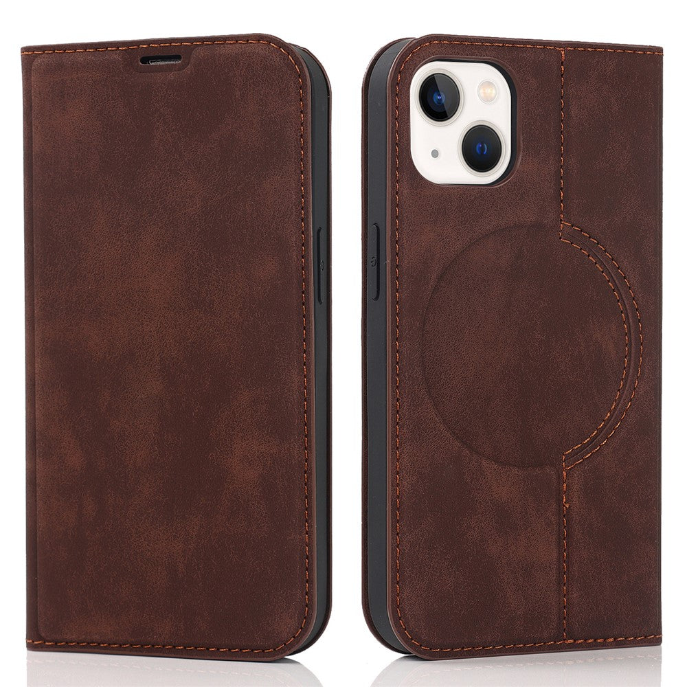 For iPhone 15 Case Leather Card Holder Phone Guard Cover Compatible with MagSafe