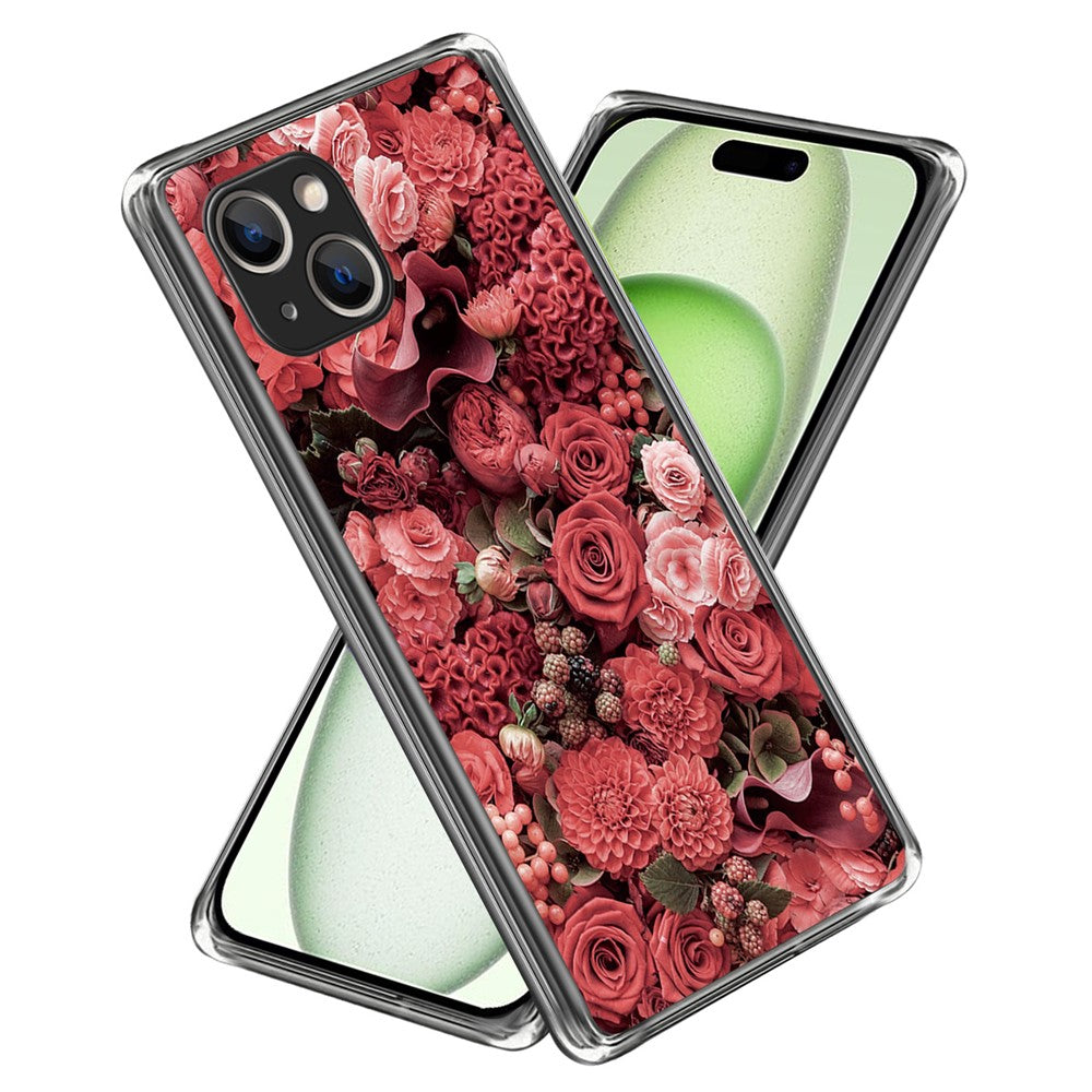For iPhone 15 Plus Case Soft TPU Pattern Printing Smart Phone Cover