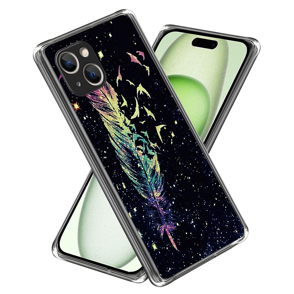 For iPhone 15 Plus Case Soft TPU Pattern Printing Smart Phone Cover