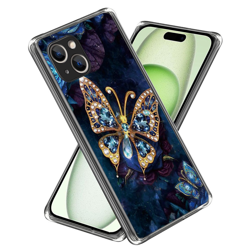 For iPhone 15 Plus Case Soft TPU Pattern Printing Smart Phone Cover