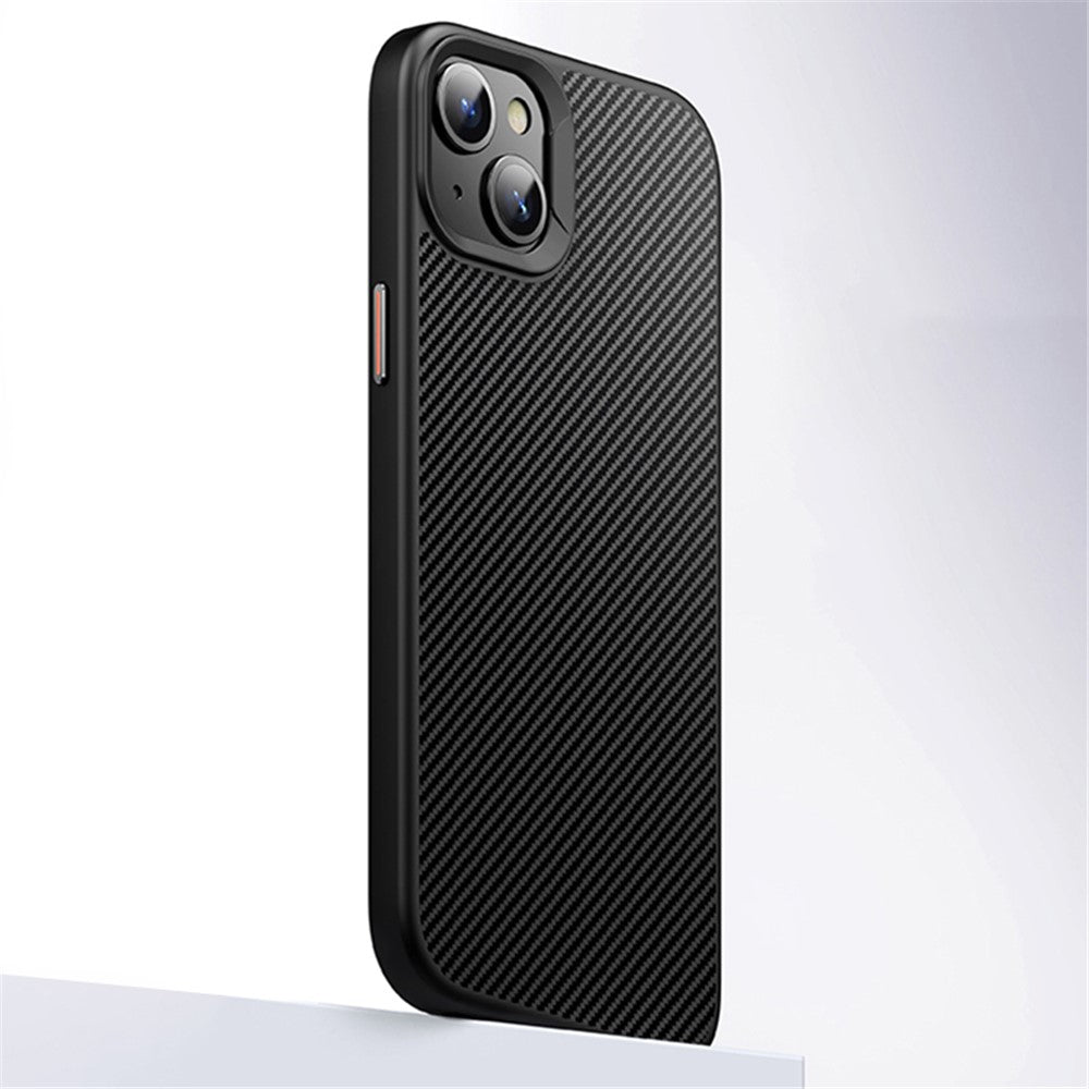 For iPhone 15 Magnetic Case Compatible with MagSafe Carbon Fiber Texture PC + TPU Cover
