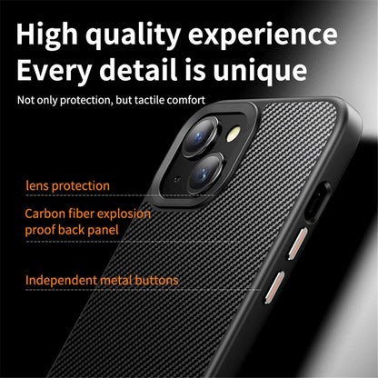 For iPhone 15 Magnetic Case Compatible with MagSafe Carbon Fiber Texture PC + TPU Cover