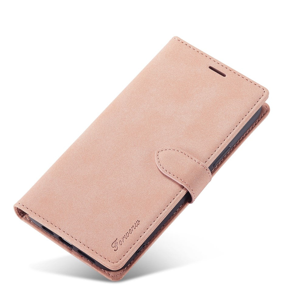 FORWENW F1 Series For iPhone 15 Pro Case PU Leather Magnetic Clasp Full Protection Phone Wallet Cover