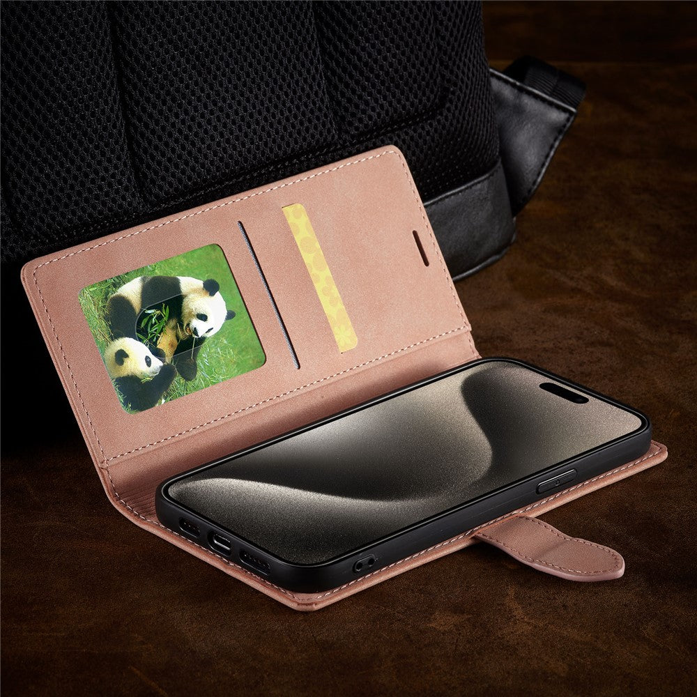 FORWENW F1 Series For iPhone 15 Pro Case PU Leather Magnetic Clasp Full Protection Phone Wallet Cover