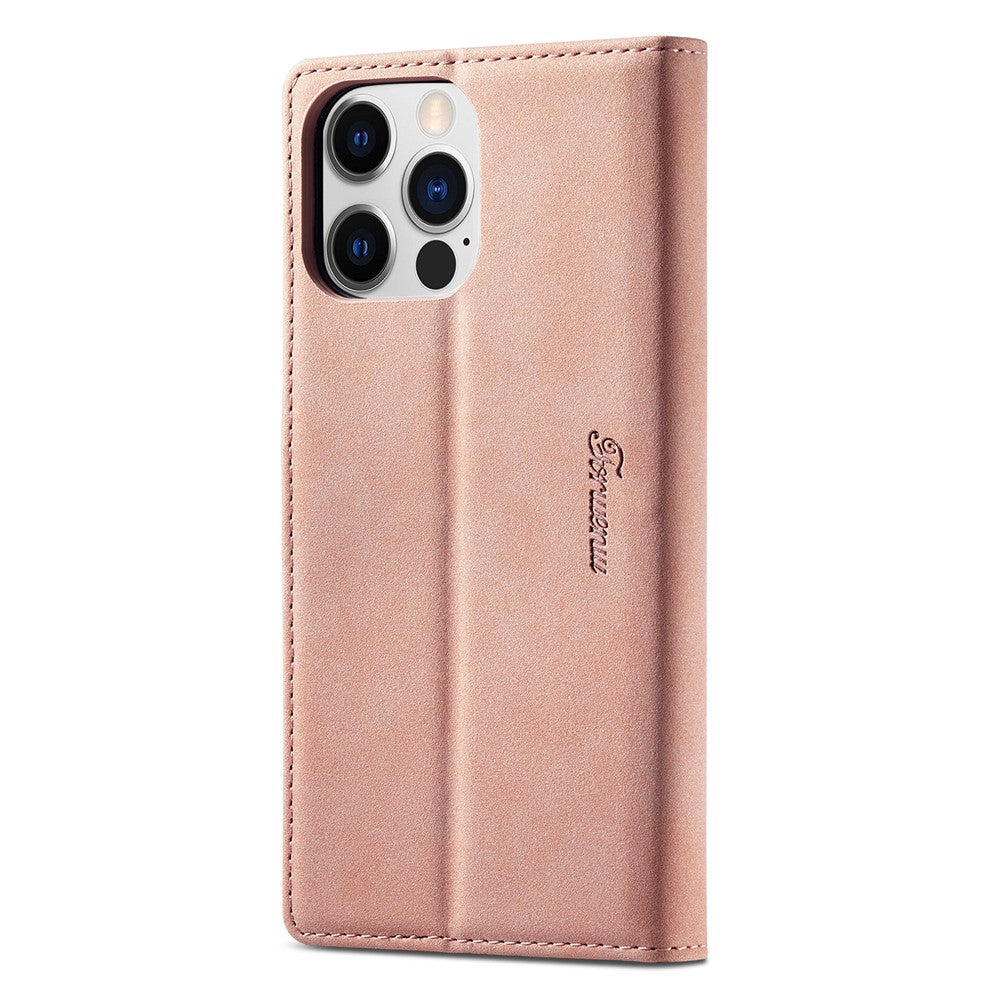 FORWENW F1 Series For iPhone 15 Pro Case PU Leather Magnetic Clasp Full Protection Phone Wallet Cover