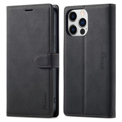 FORWENW F1 Series For iPhone 15 Pro Case PU Leather Magnetic Clasp Full Protection Phone Wallet Cover