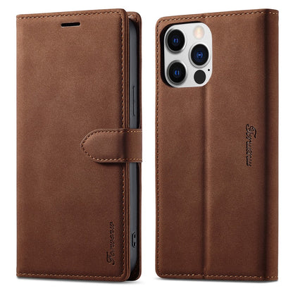FORWENW F1 Series For iPhone 15 Pro Case PU Leather Magnetic Clasp Full Protection Phone Wallet Cover