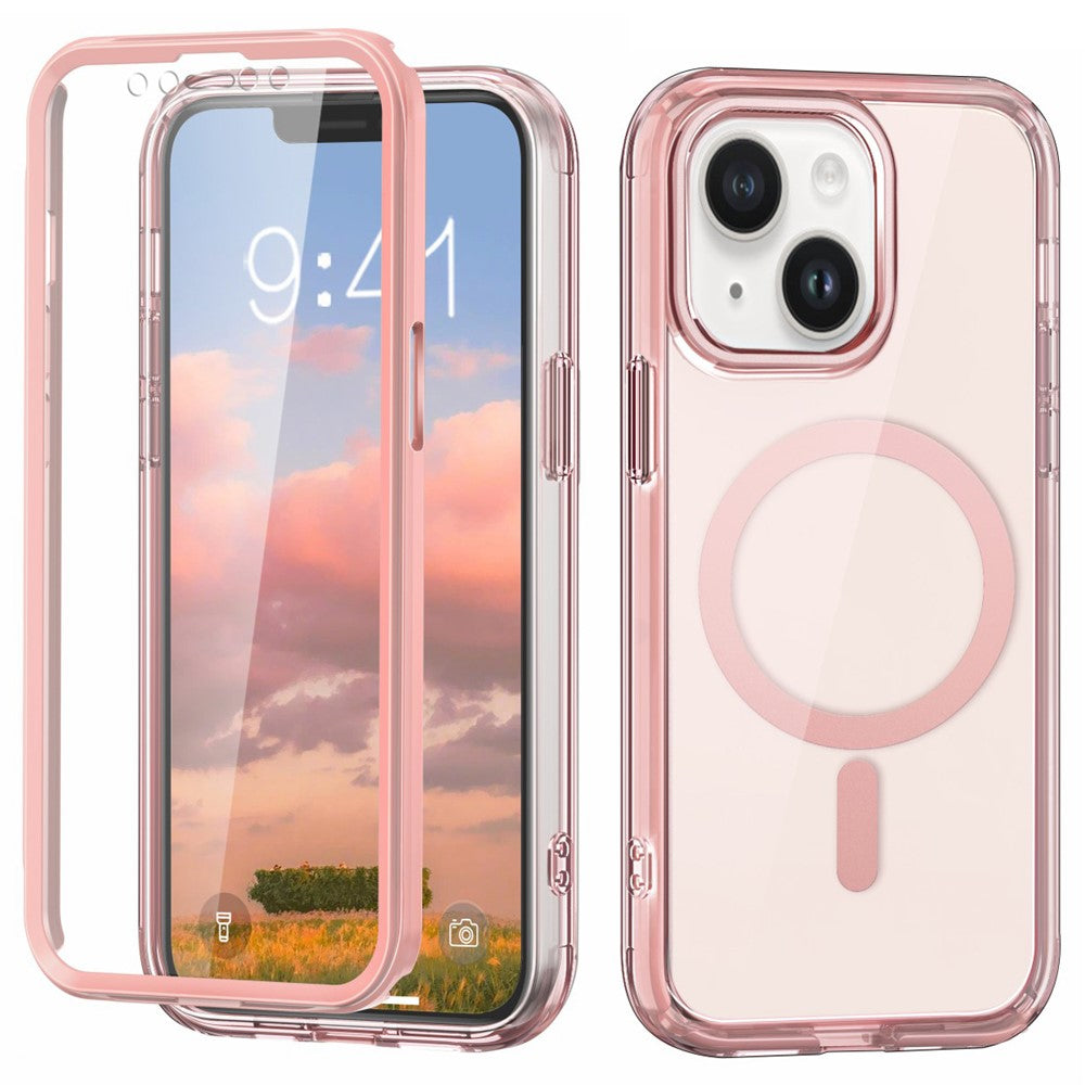 For iPhone 14 Case Compatible with MagSafe PC + TPU Clear Phone Cover with PET Screen Film
