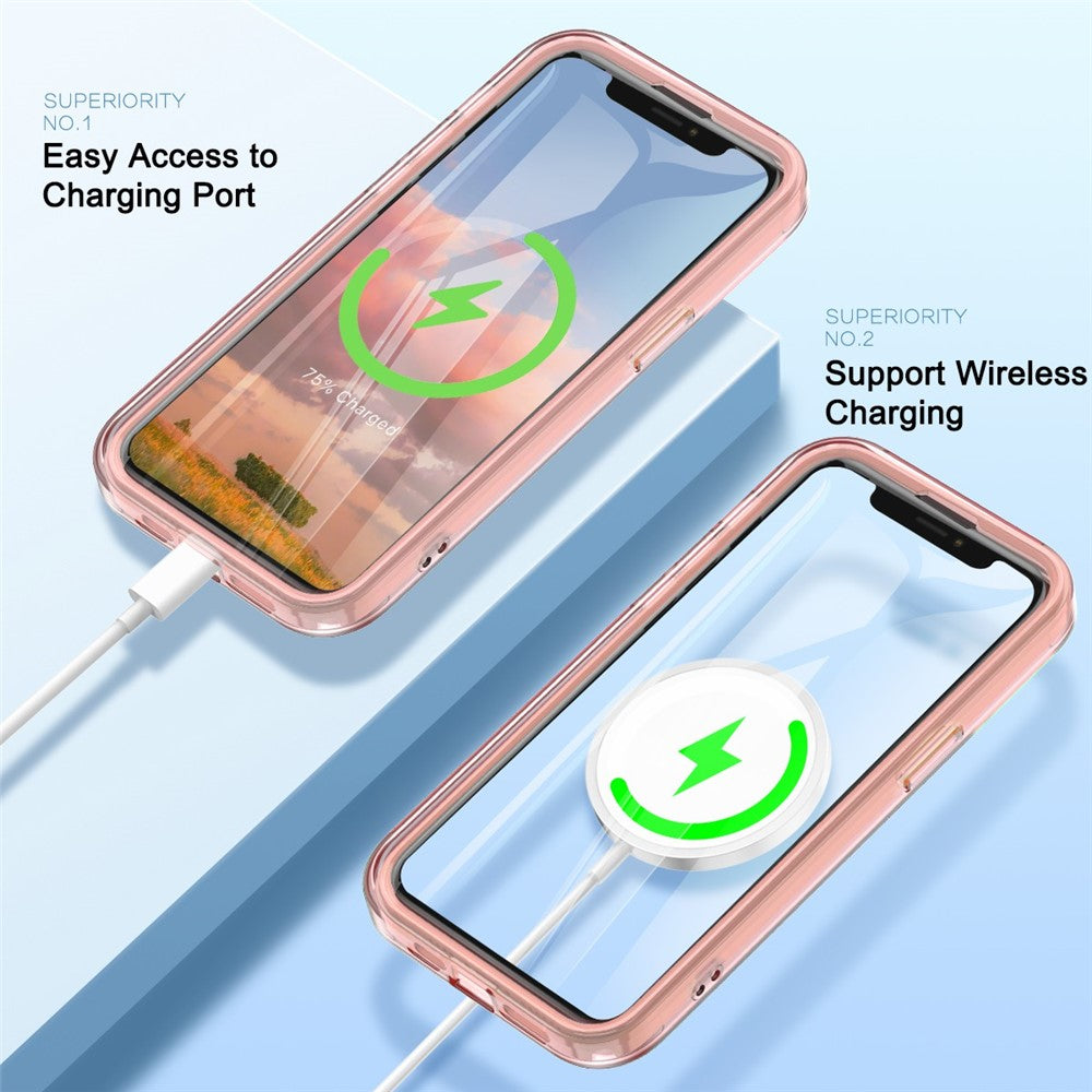 For iPhone 14 Case Compatible with MagSafe PC + TPU Clear Phone Cover with PET Screen Film