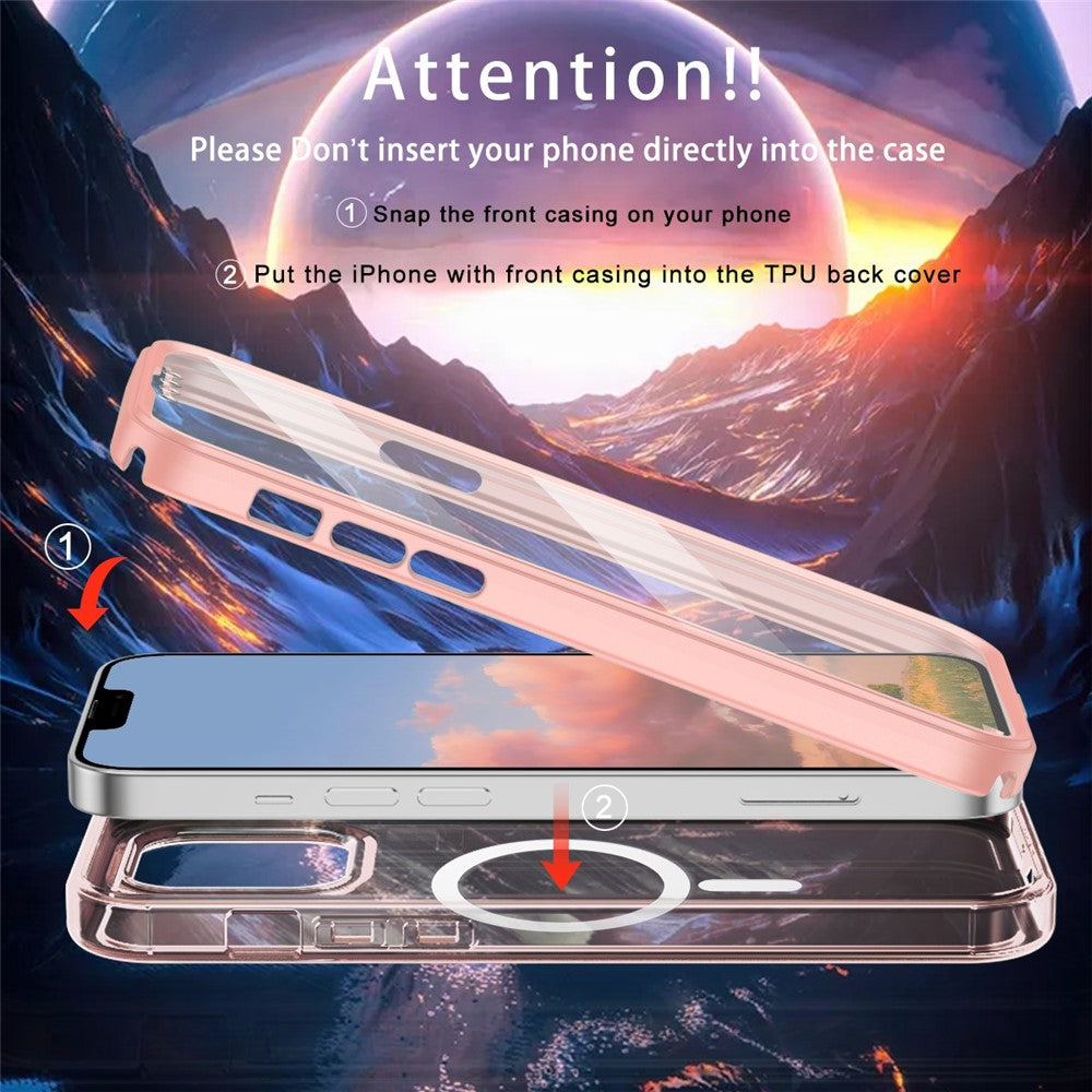 For iPhone 14 Case Compatible with MagSafe PC + TPU Clear Phone Cover with PET Screen Film