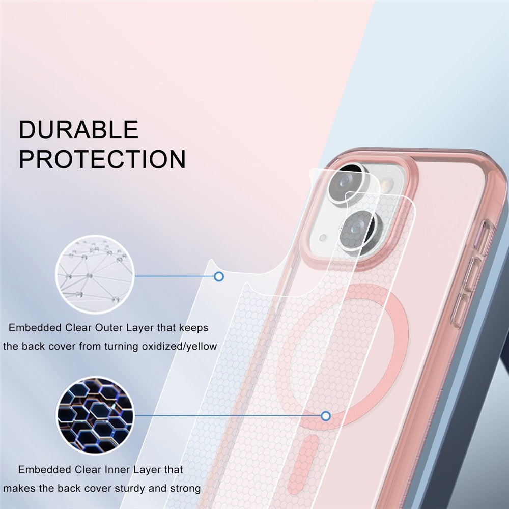 For iPhone 14 Case Compatible with MagSafe PC + TPU Clear Phone Cover with PET Screen Film