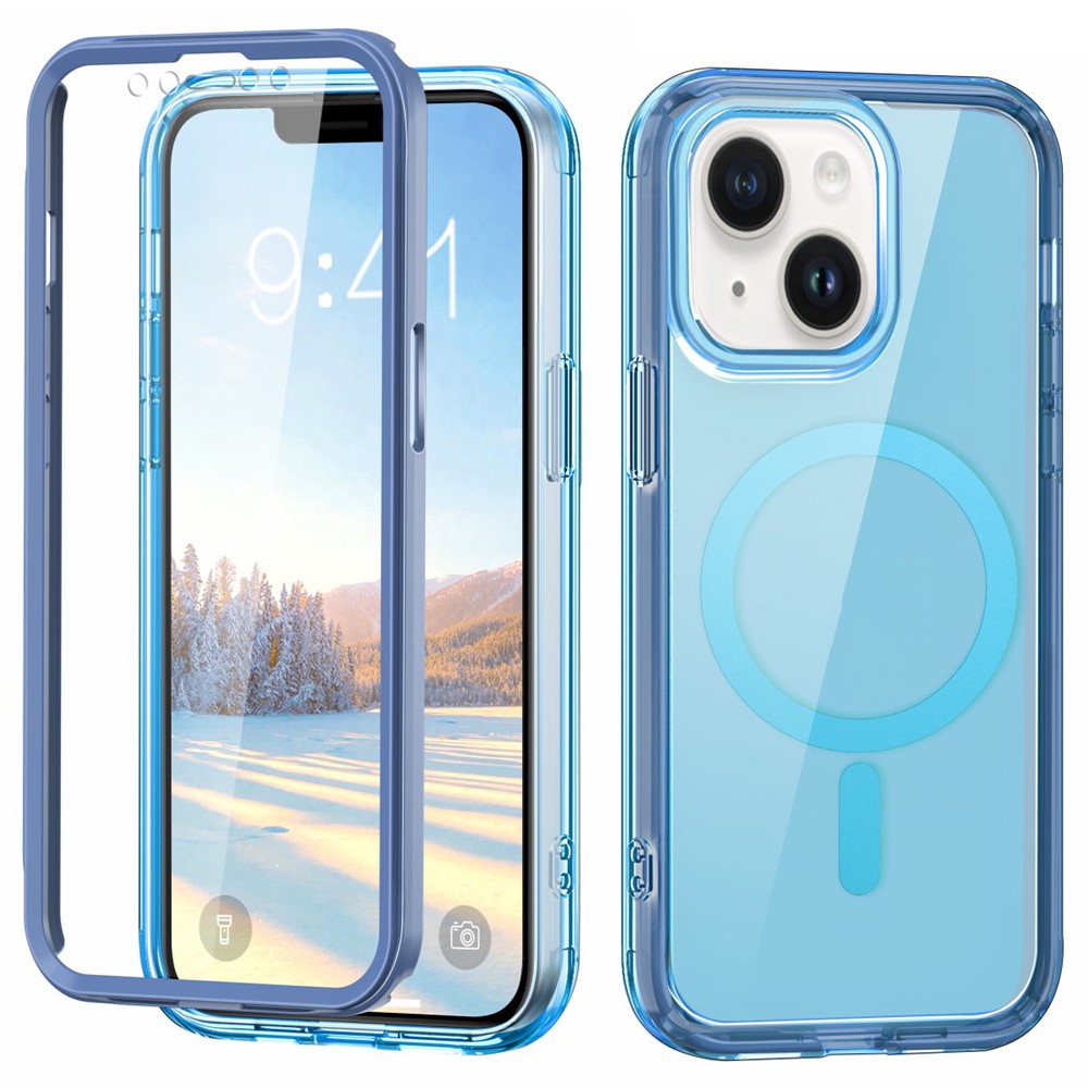 For iPhone 14 Case Compatible with MagSafe PC + TPU Clear Phone Cover with PET Screen Film