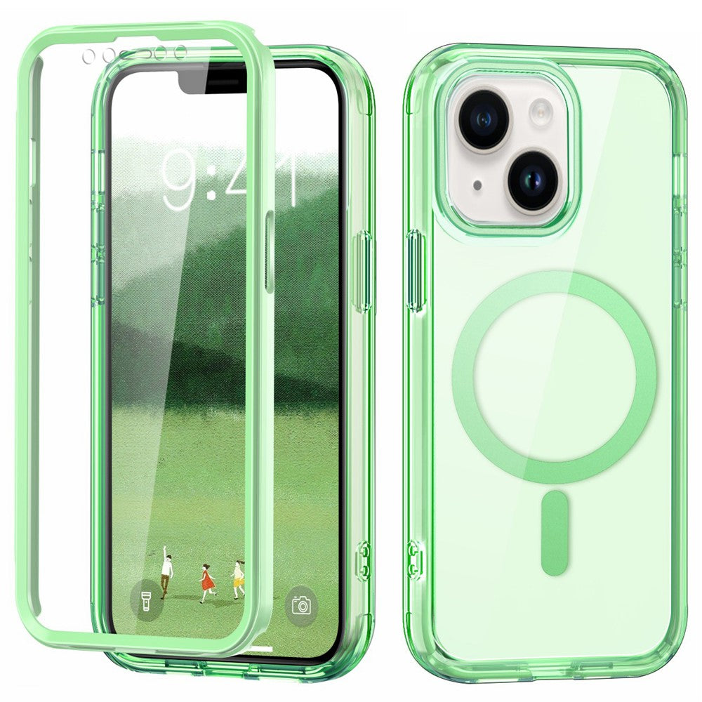 For iPhone 14 Case Compatible with MagSafe PC + TPU Clear Phone Cover with PET Screen Film