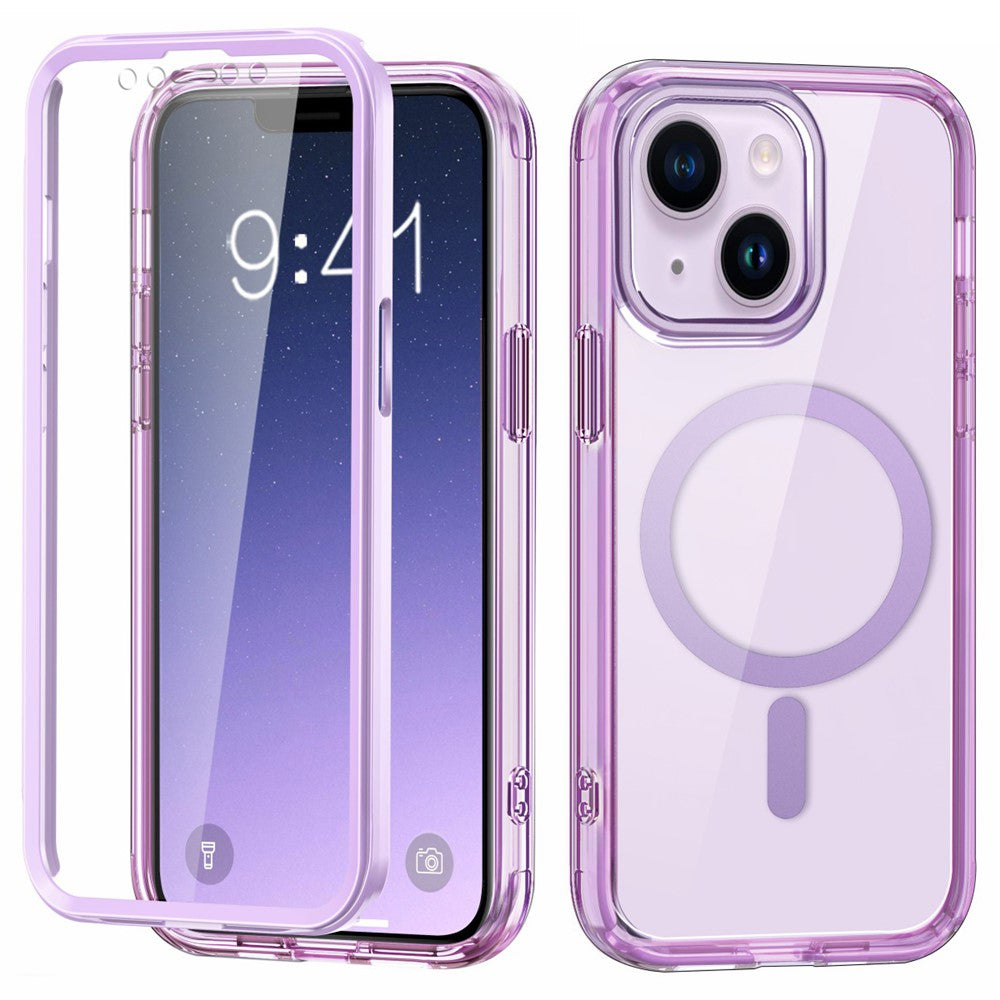 For iPhone 14 Case Compatible with MagSafe PC + TPU Clear Phone Cover with PET Screen Film