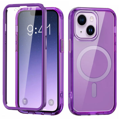 For iPhone 14 Case Compatible with MagSafe PC + TPU Clear Phone Cover with PET Screen Film