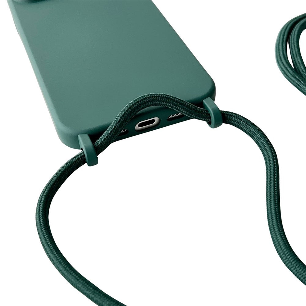 For iPhone 15 Pro Case Liquid Silicone Anti-Scratch Phone Cover with Adjustable Neck Cord