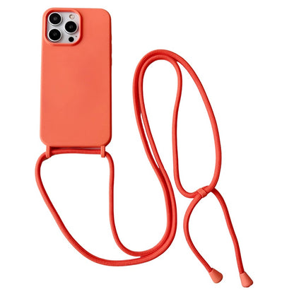 For iPhone 15 Pro Case Liquid Silicone Anti-Scratch Phone Cover with Adjustable Neck Cord